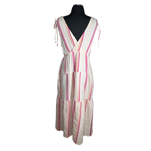 Marine Layer Sage Double Cloth Pink Stripe Maxi Dress Size M Beach Coastal Boho - Picture 7 of 13